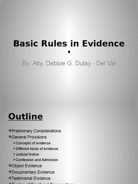 Basic Rules In Evidence Evidence Law Relevance Law