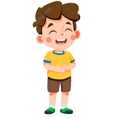 Funny Chibi Clipart Vector Kid Boy Laughing In Yellow Shirt Funny