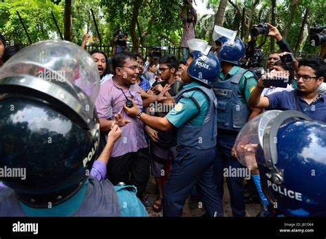 Dhaka Bangladesh 26th May 2017 Bangladeshi Shout Slogans During A Protest Against The