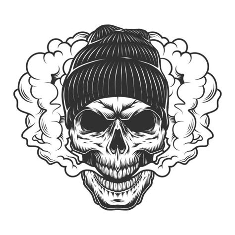 Silhouette Of Smoke Skull Tattoo Designs Illustrations Royalty Free
