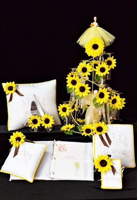 Sunflowers Accessories Quinceanera Package Toasting Set Doll Pillows