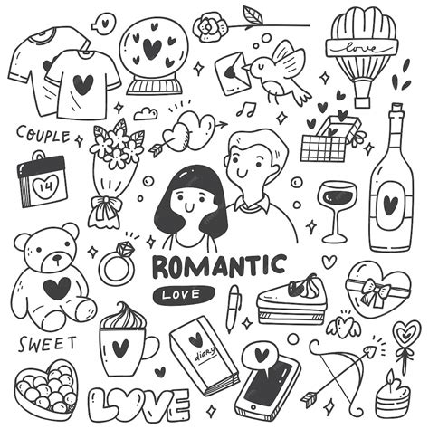 Premium Vector Romantic Couple With Cute Doodles