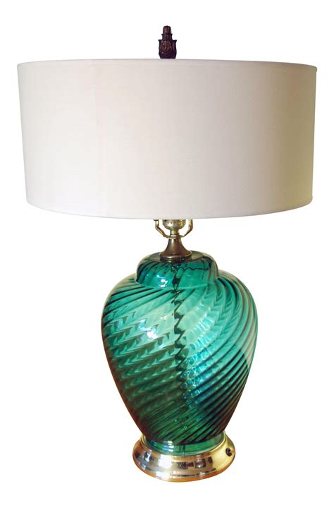 Vintage Green Glass Table Lamp Chairish