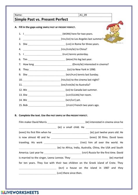 The Simple Past And Present Perfect Worksheet For Grade 1 Students To