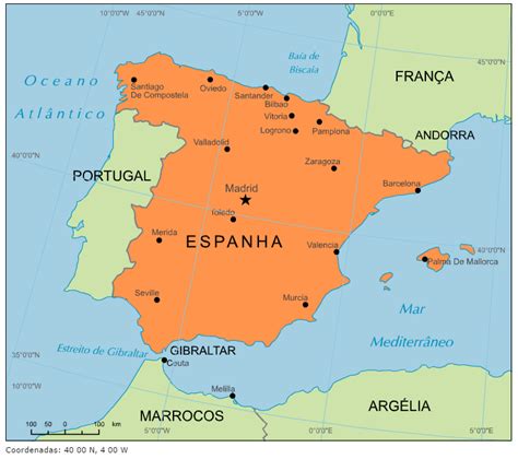 Espanha Mapa Geográfico
