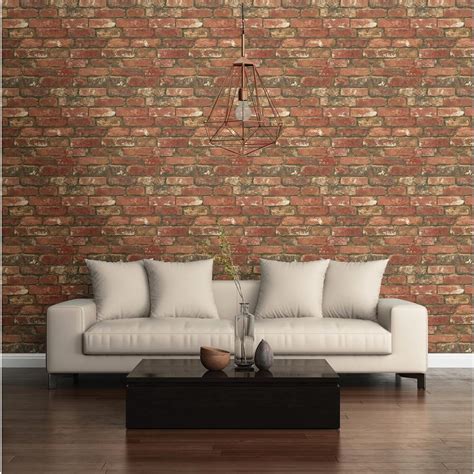 Nuwallpaper Red West End Brick Peel And Stick Wallpaper Nu2088 The