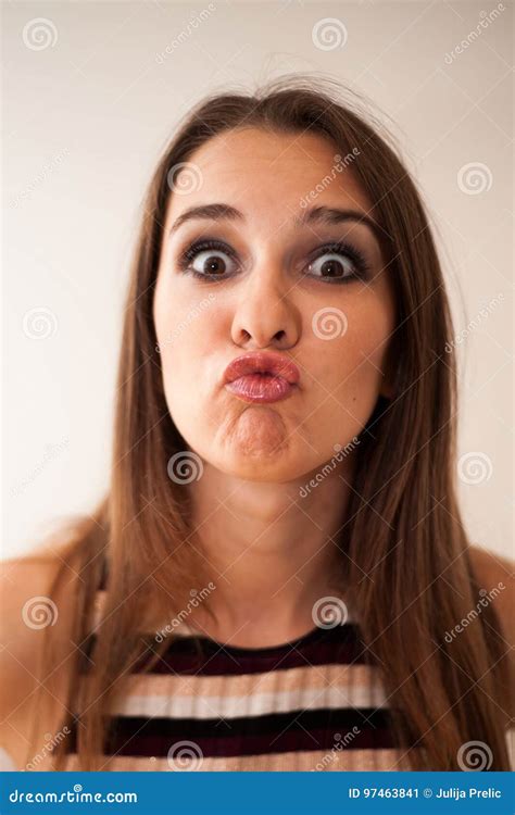 Portrait Of Beauty Girl With Duck Lips Stock Image Image Of Belgrde Confident 97463841