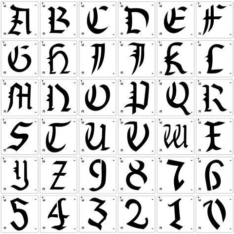 Buy 36 Pieces 3 Inches Old English Calligraphy Letters Number Stencils