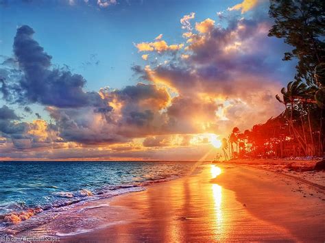 Sunset Sea Beach Horizon Ocean Tropical Hd Wallpaper Peakpx