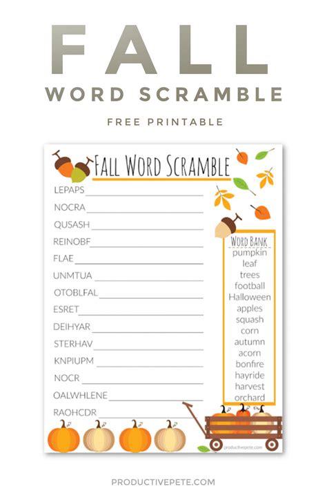 Printable Fall Word Scramble Printable Templates