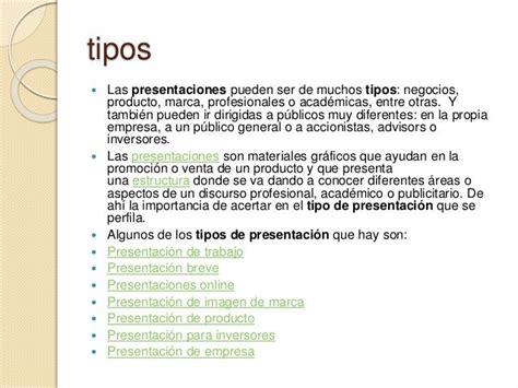 Tipos De Presentaciones En Power Point