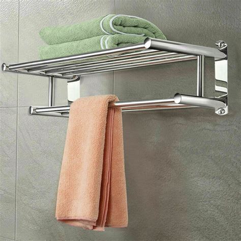 Rustic wood bath towel rack with iron pipe. Wall Mount Towel Rack For Bathroom Hotel Stainless Steel ...
