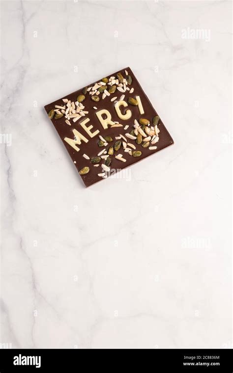 Dark Chocolate Square With White Chocolate Thank You Note With Space To