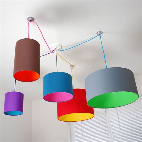 Patterned lamp shades, colourful chandeliers and playful mobiles to decorate and light the room. five way multi outlet ceiling rose and cable kit by quirk ...