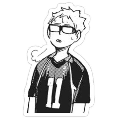 Tired Tsukishima Haikyuu Manga Cap Sticker By Joojlia In 2021 Anime