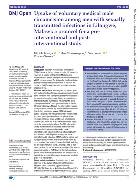 Pdf Uptake Of Voluntary Medical Male Circumcision Among Men With