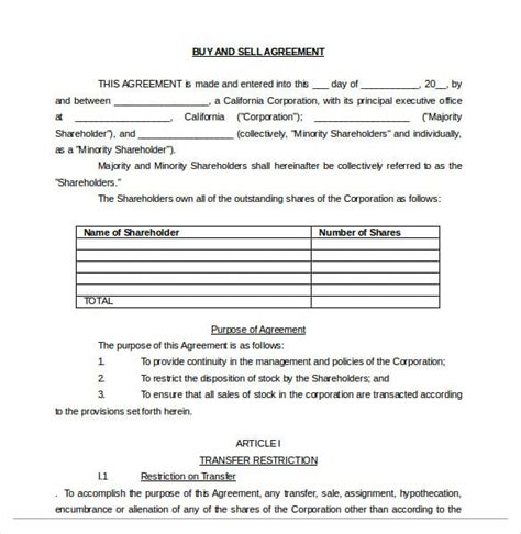 25 Buy Sell Agreement Templates Word Pdf