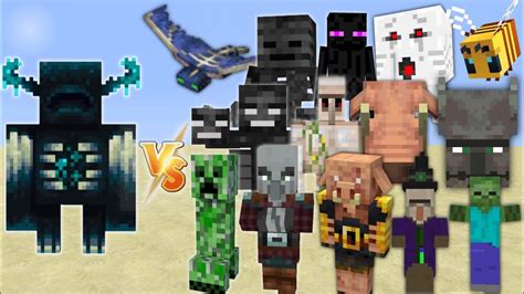 Warden Vs Every Mob In Minecraft Java Edition Minecraft Warden Vs All Mobs Youtube