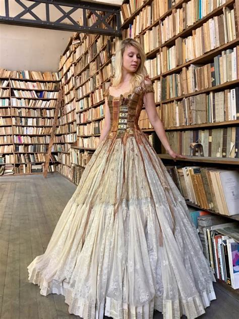 A Stunning Dress Made From Old Book Covers By Sylvie Facon