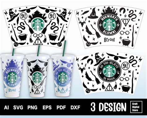BUNDLE Harry Potter Inspired Starbucks Cup SVG Personalized | Etsy