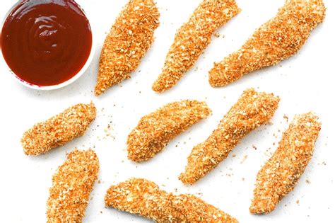 Learn more about crispy baked chicken strips, baked chicken strips flour, baked chicken fingers recipe, baked chicken tenders, chicken tender take this chicken strips dust with all purpose flour, dip them into the beaten egg, coat with breadcrumbs, arrange them on the baking tray and bake. Baked Crispy Chicken Strips | Ahead of Thyme