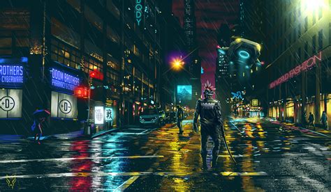 Wallpaper Dark Cyberpunk Cityscape Cyberpunk Futuristic Science