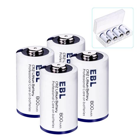 4pcs Ebl 800mah 3v Lithium Cr2 Battery Dlcr2 Elcr2 Cr17355 W