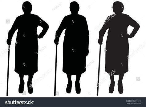 Vector Illustration Three Silhouettes Older Women Stock Vector Royalty