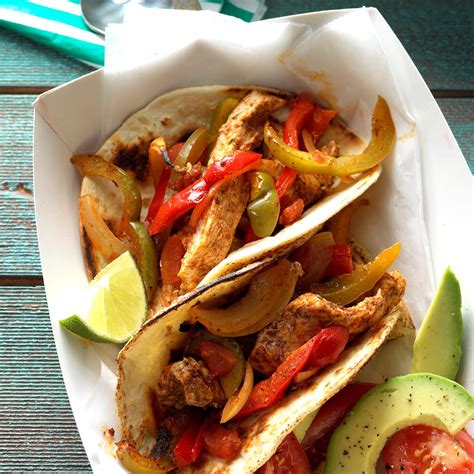 4 fajitas fix portions (per fajita): Baked Chicken Fajitas Recipe | Taste of Home