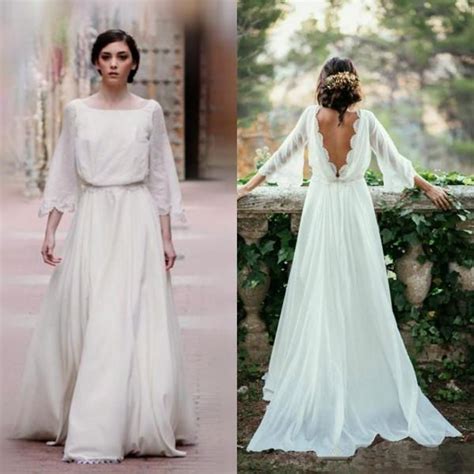 Elegant spaghetti strap floor length chiffon lace wedding dress. Ivory Chiffon Lace Long Elegant Beach Wedding Dresses ...