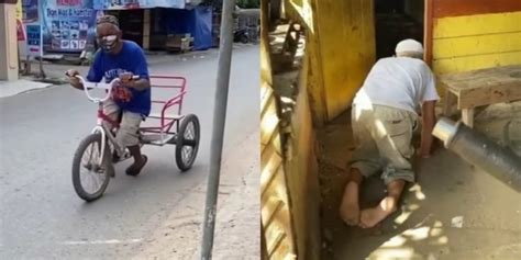 Meski Sulit Berjalan Kakek Ini Mengangkut Barang Dengan Sepeda Demi