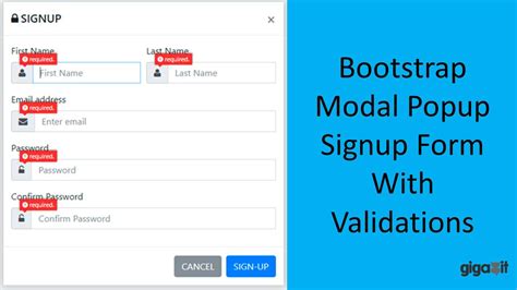 Bootstrap Modal Popup Signup Form With Validations Pop Up Signup Modal