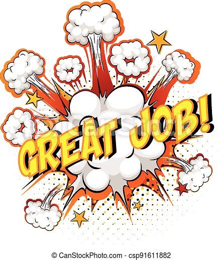 Word Great Job On Comic Cloud Explosion Background Illustration Canstock