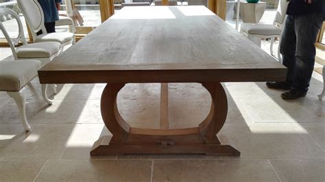 Handmade Oak Dining Table With Curved Base Bespoke Refectory Table