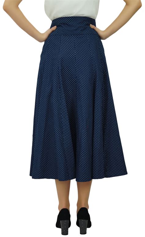 bimba women s mid calf cotton skirt high waist flared a line retro clf ebay