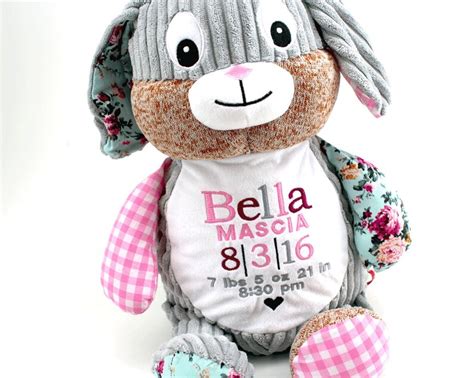 Personalized Stuffed Animal Plush Fluffy Animal With Birth Etsy