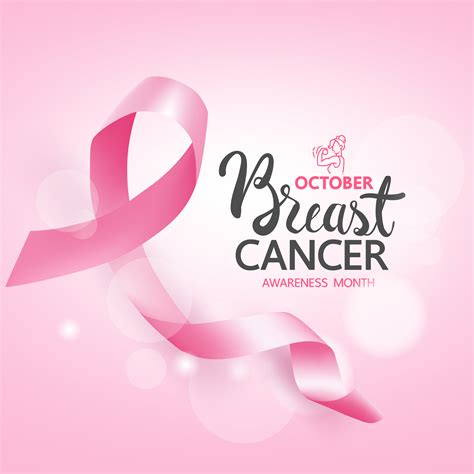 Breast Cancer Awareness Poster With Pink Ribbon Vector Art At