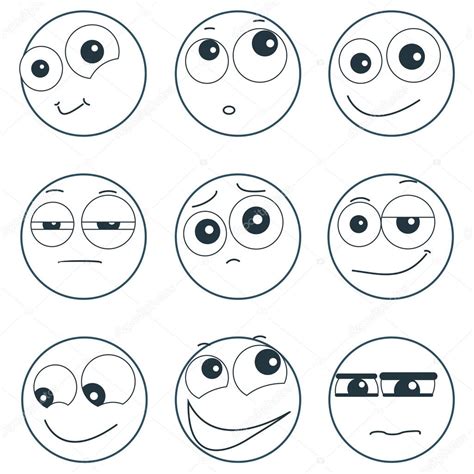 Emoticon fete zambitoare de colorat. Satz von Smiley-Gesichter, die verschiedenen Gefühle ...