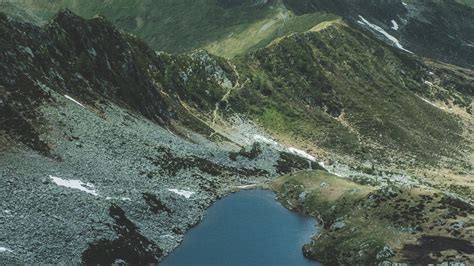 Download Wallpaper 2560x1440 Mountains Lake Aerial View Landscape