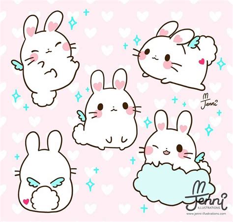 Little Bunny Angels Cute Kawaii Animals Cute Animal Drawings Kawaii