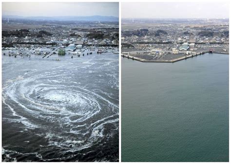 An After And Before Shot Off The Coast Of Japan In The Wake Of The 2011