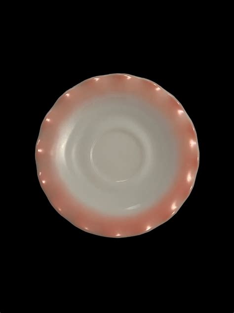 Vintage Hazel Atlas Pink Crinoline Saucers Ruffled Edges Milk Glass Etsy