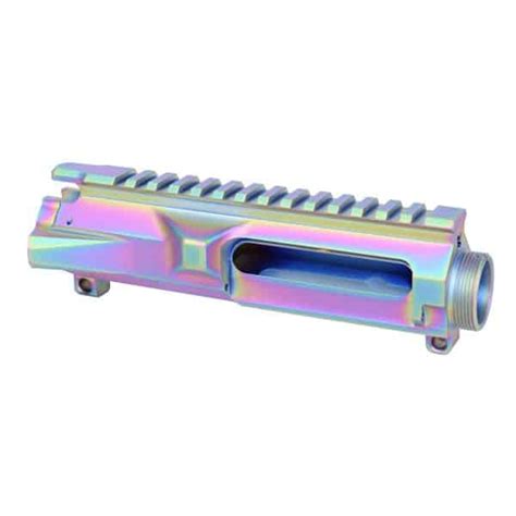 Guntec USA AR Stripped Billet Upper Receiver Rainbow PVD Coated Tactical Transition
