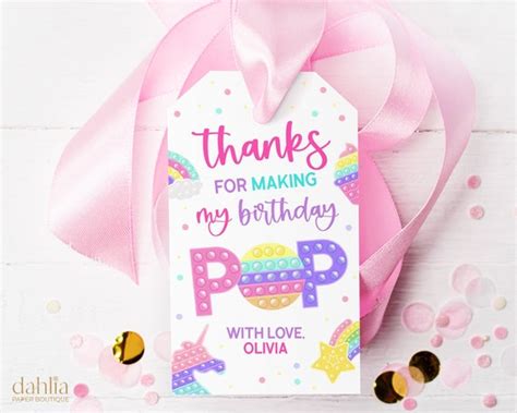 Editable Pop It Thank You For Coming T Tag Pop It Party Etsy