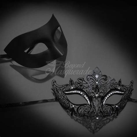 Black Masquerade Mask For Couples His And Hers Masquerade Mask Etsy