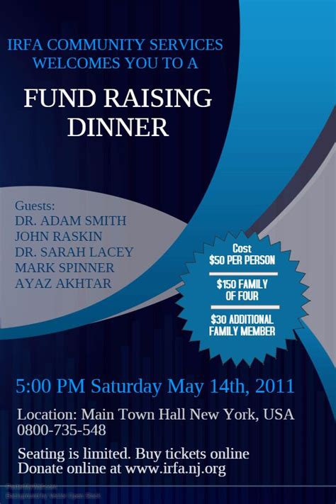 Fundraising Dinner Event Flyer Poster Social Media Template Free Psd