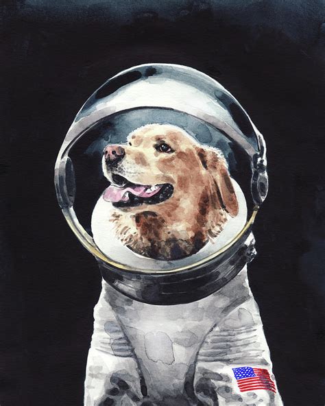 Astronaut Dog In Space Suit Painting By Laura Row Pixels