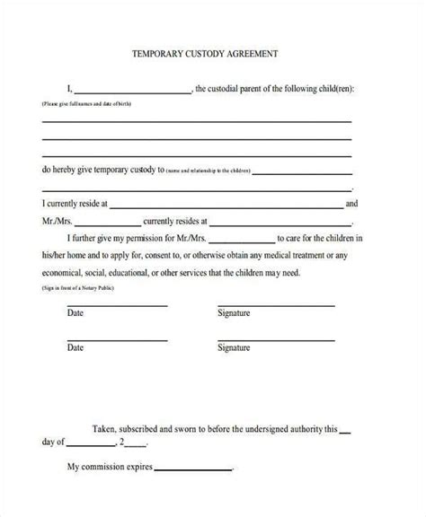 Letters of permission grant specific legal authorization to the recipient. Temporary Guardianship Agreement Form | Custody agreement, Guardianship, Legal guardianship