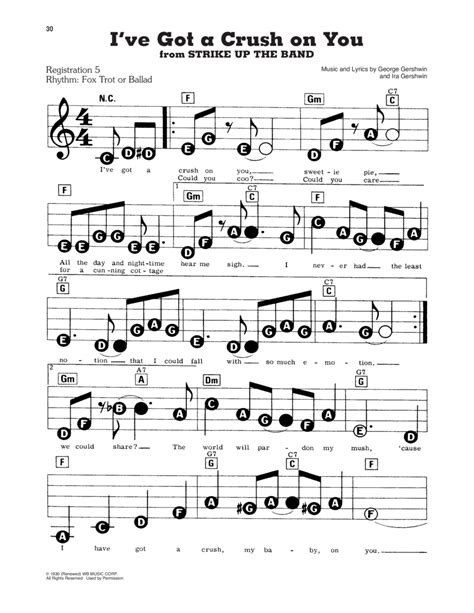Ive Got A Crush On You By George Gershwin Electronic Keyboard Digital Sheet Music Sheet