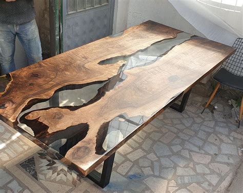 All clear epoxy resins yellow over time. Chesnut clear resin coffee table | Resin furniture, Epoxy ...